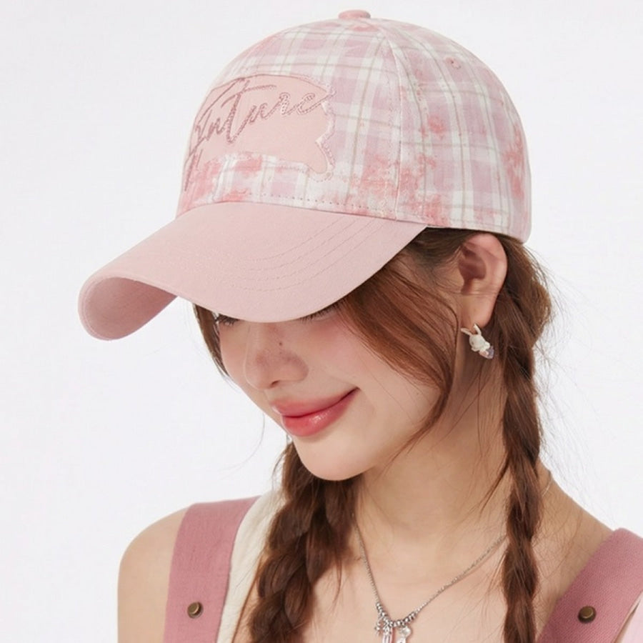 Plaid Baseball Cap with Sequin Detail Apparel and Accessories