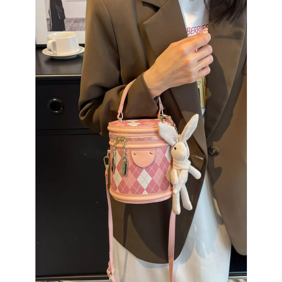 Plaid Bucket Crossbody Bag Blush Pink / One Size Apparel and Accessories