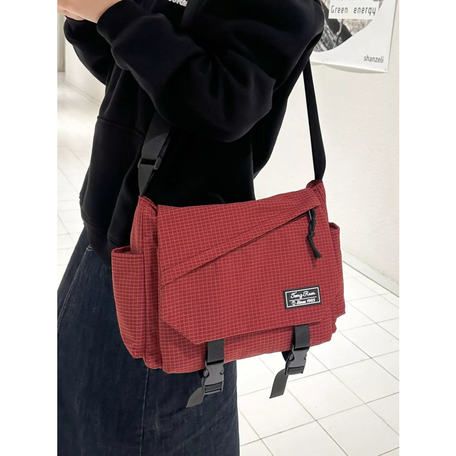 Plaid Buckle Flap Crossbody Bag Apparel and Accessories