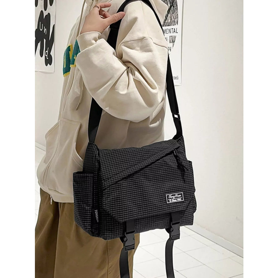 Plaid Buckle Flap Crossbody Bag Apparel and Accessories