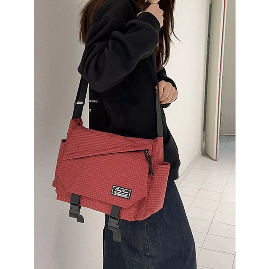 Plaid Buckle Flap Crossbody Bag Apparel and Accessories