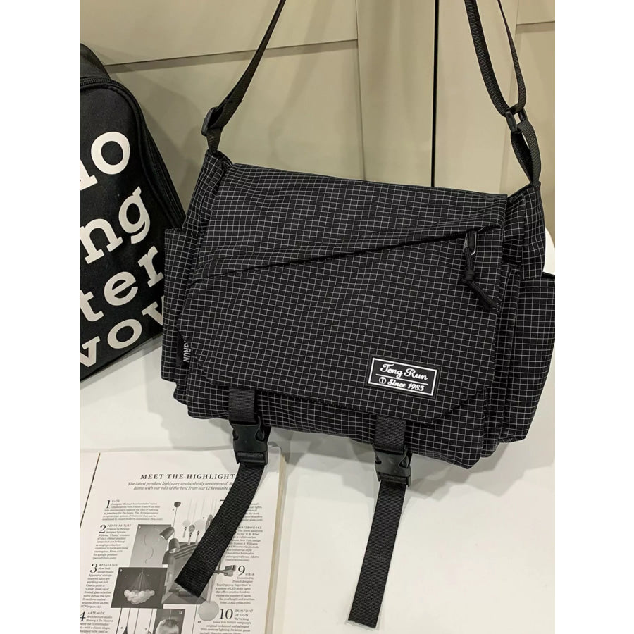 Plaid Buckle Flap Crossbody Bag Apparel and Accessories