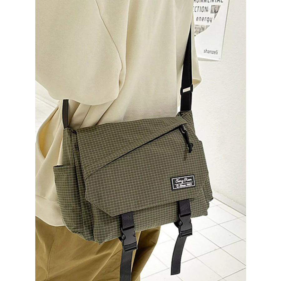 Plaid Buckle Flap Crossbody Bag Apparel and Accessories