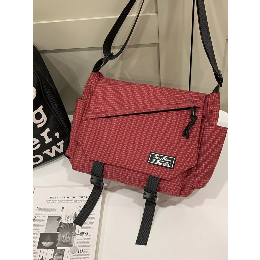Plaid Buckle Flap Crossbody Bag Apparel and Accessories