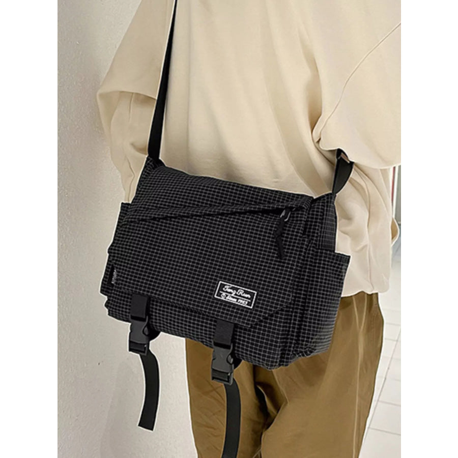 Plaid Buckle Flap Crossbody Bag Apparel and Accessories