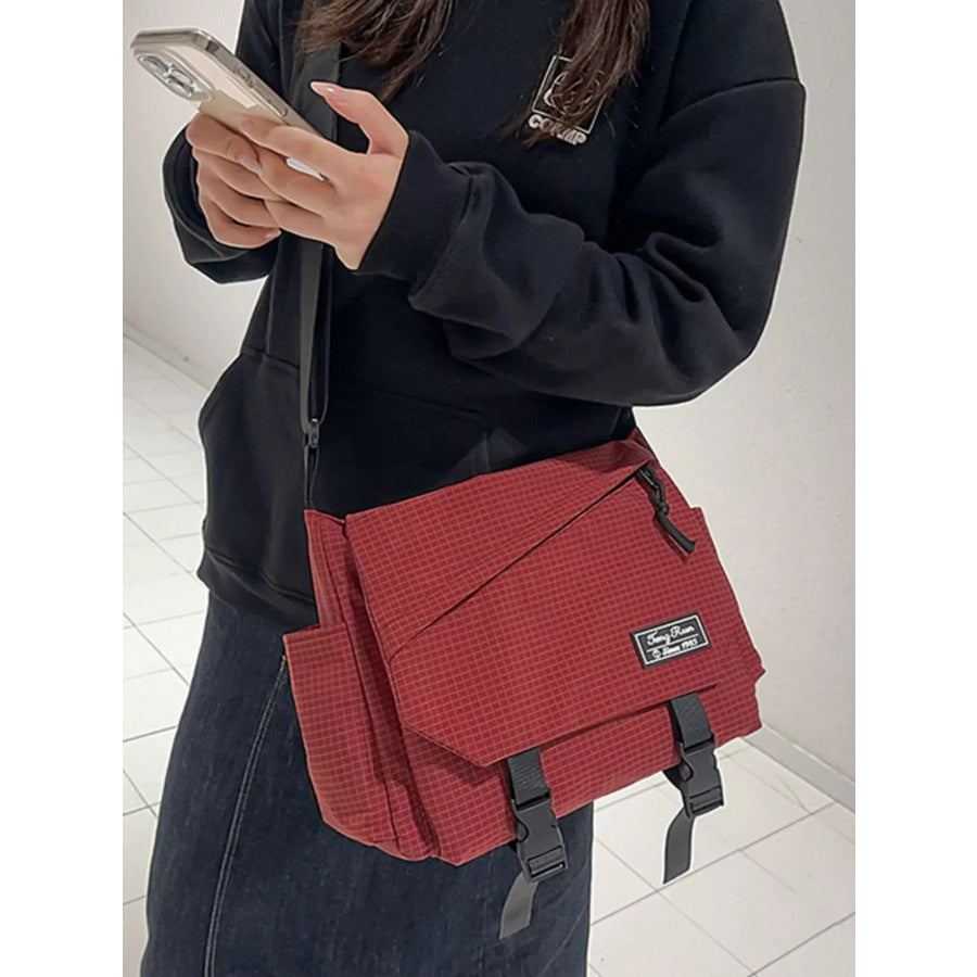 Plaid Buckle Flap Crossbody Bag Apparel and Accessories
