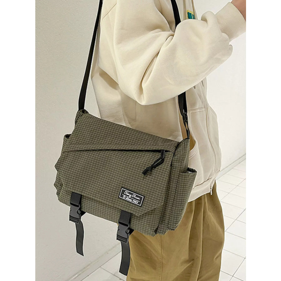 Plaid Buckle Flap Crossbody Bag Apparel and Accessories