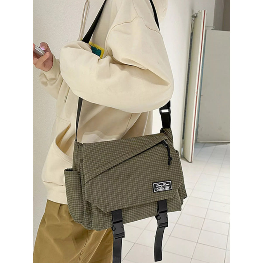 Plaid Buckle Flap Crossbody Bag Apparel and Accessories