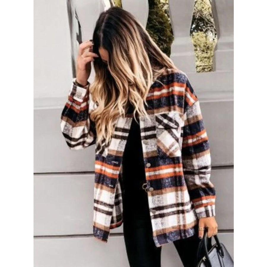 Plaid Button-Down Long Sleeve Shacket Apparel and Accessories