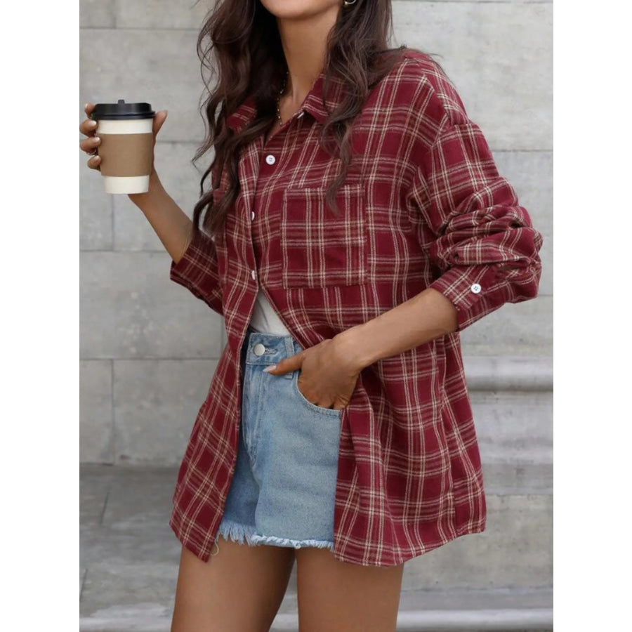 Plaid Button-Down Long Sleeve Shirt Apparel and Accessories