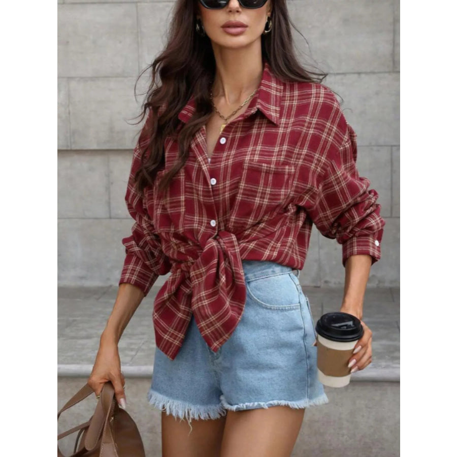 Plaid Button-Down Long Sleeve Shirt Apparel and Accessories