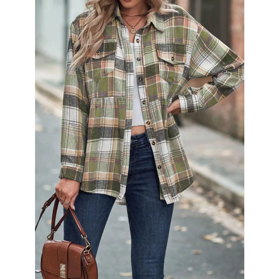 Plaid Button-Down Long Sleeve Shirt Apparel and Accessories