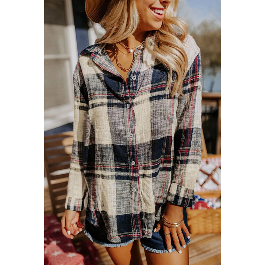 Plaid Button-Down Long Sleeve Shirt Plaid / XS Apparel and Accessories