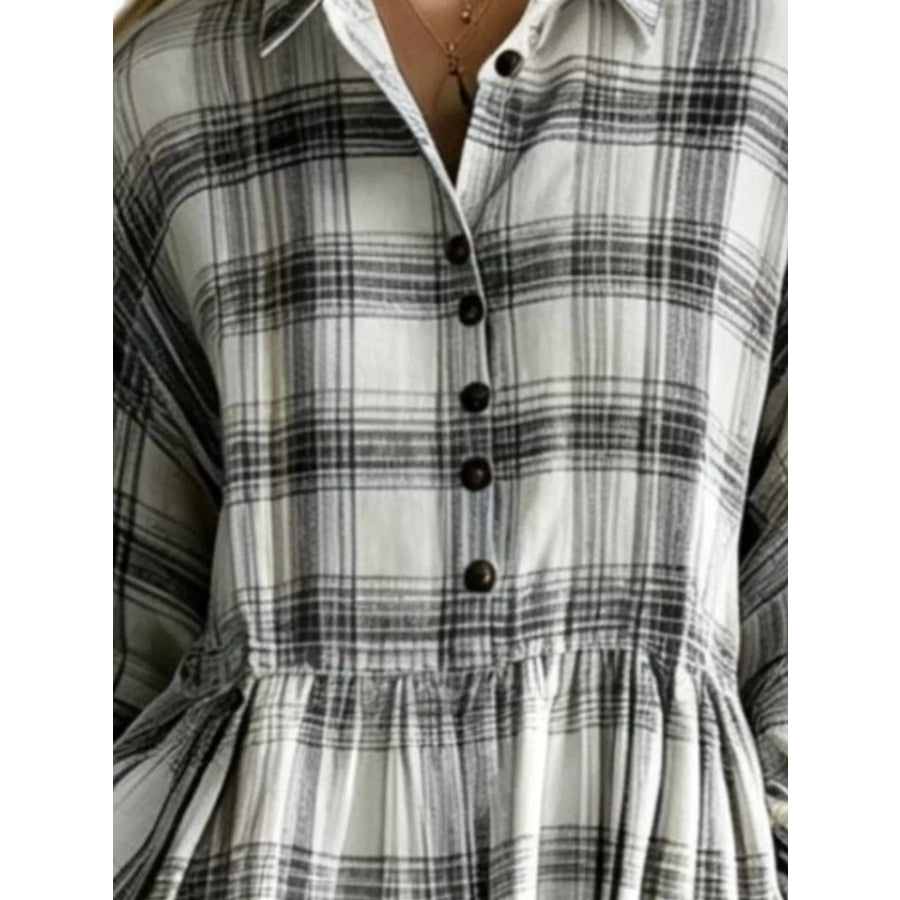 Plaid Button-Down Maxi Shirt Dress Apparel and Accessories