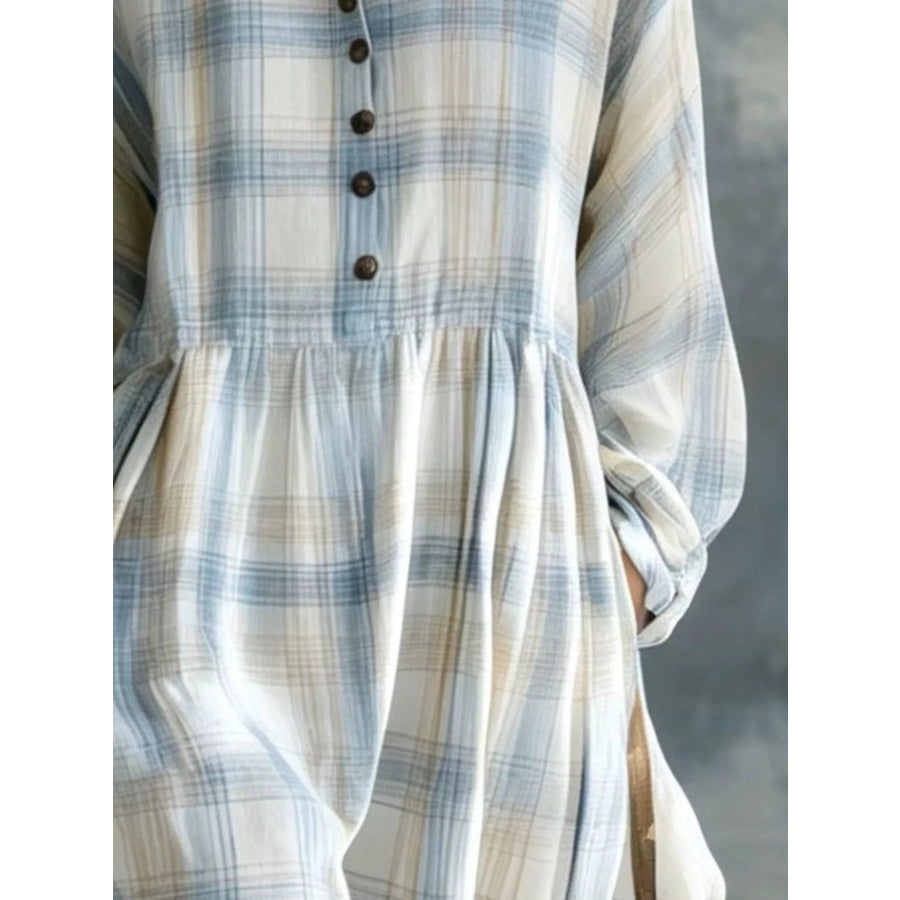 Plaid Button-Down Maxi Shirt Dress Apparel and Accessories