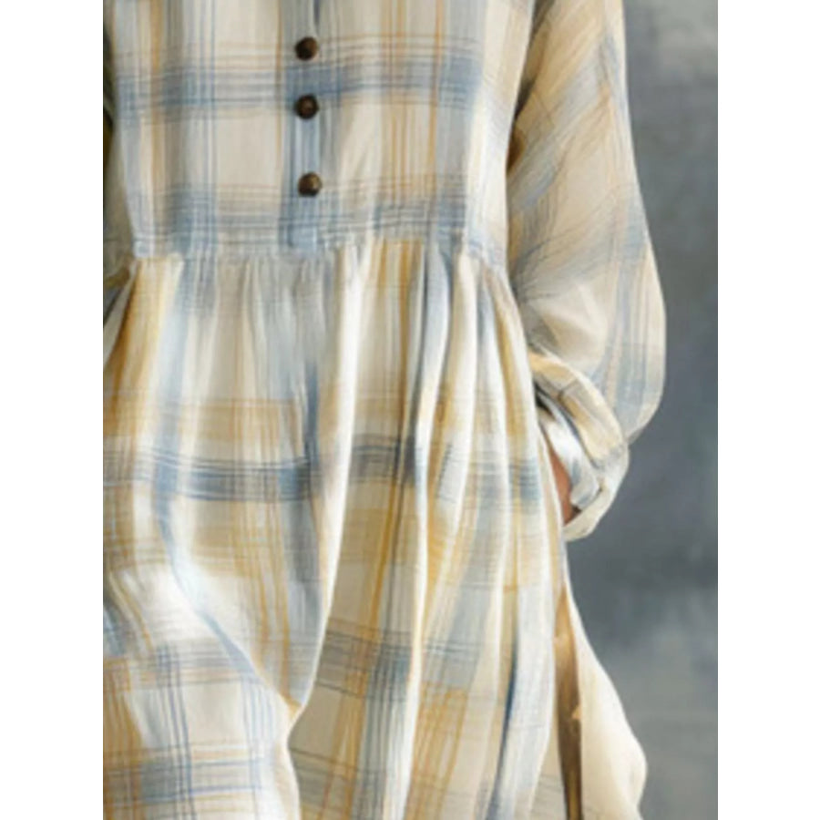 Plaid Button-Down Maxi Shirt Dress Apparel and Accessories