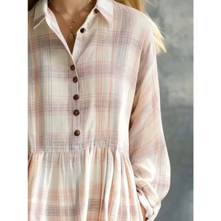 Plaid Button-Down Maxi Shirt Dress Apparel and Accessories