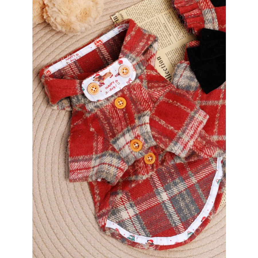 Plaid Button-Down Pet Coat with Hood Apparel and Accessories
