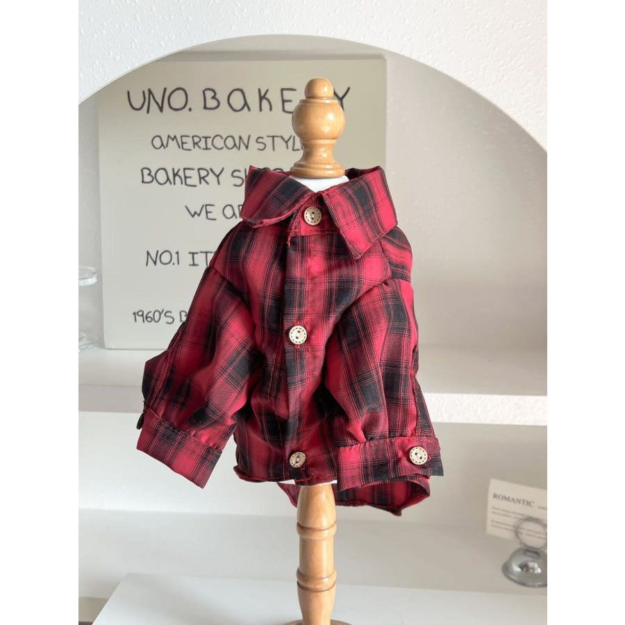 Plaid Button-Down Pet Shirt Black / S Apparel and Accessories