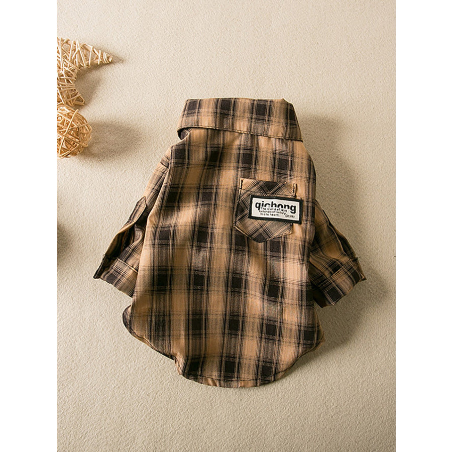 Plaid Button-Down Pet Shirt Blue / S Apparel and Accessories