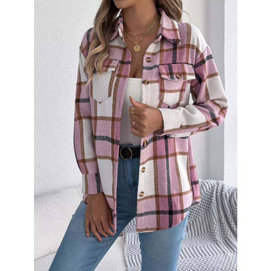 Plaid Button-Down Shacket Apparel and Accessories