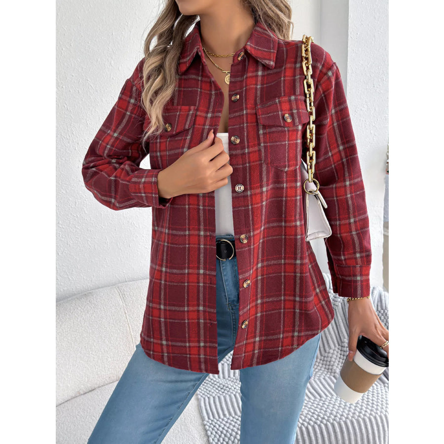 Plaid Button-Down Shacket Apparel and Accessories