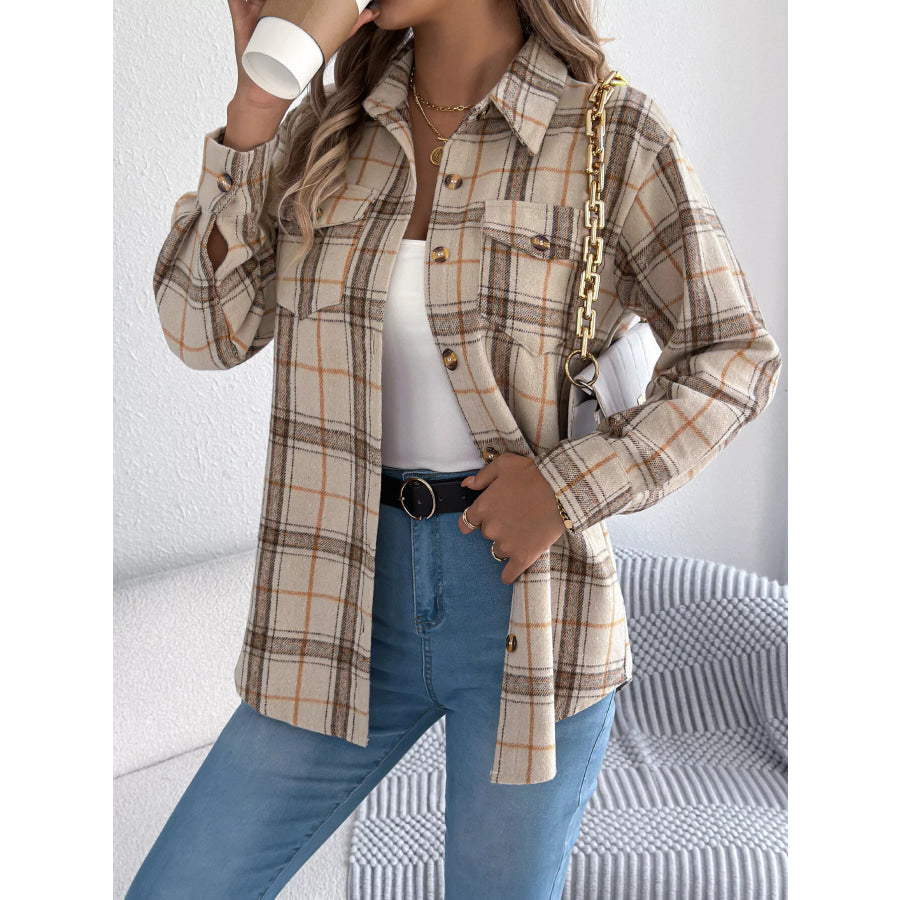 Plaid Button-Down Shacket Apparel and Accessories