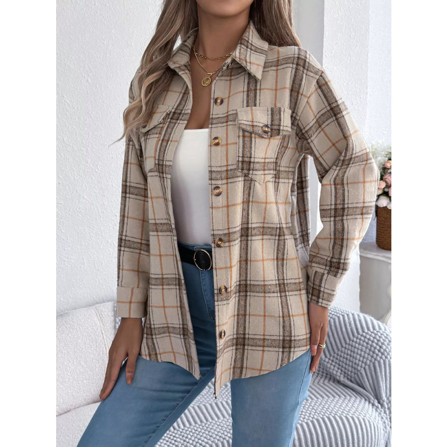 Plaid Button-Down Shacket Apparel and Accessories