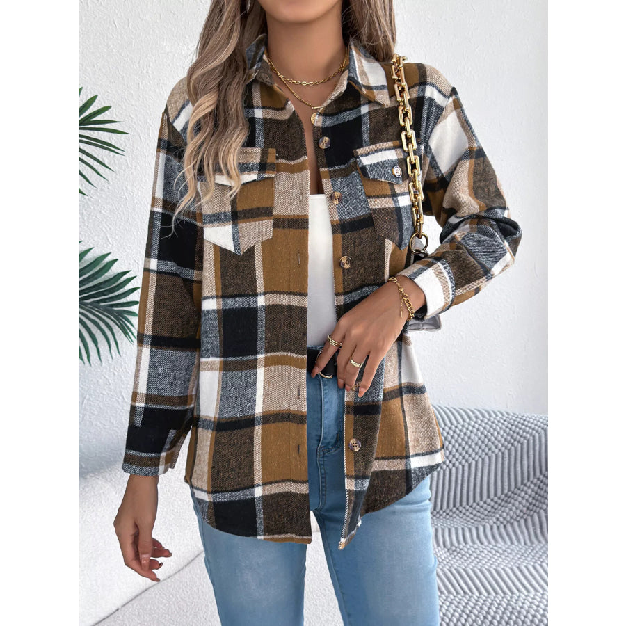 Plaid Button-Down Shacket Apparel and Accessories