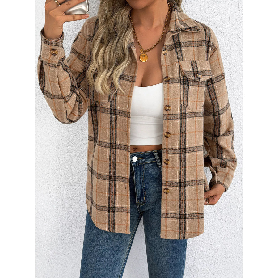 Plaid Button-Down Shacket Apparel and Accessories