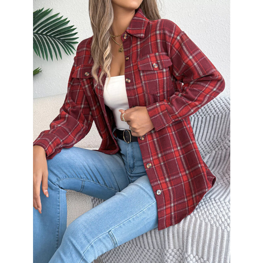 Plaid Button-Down Shacket Apparel and Accessories