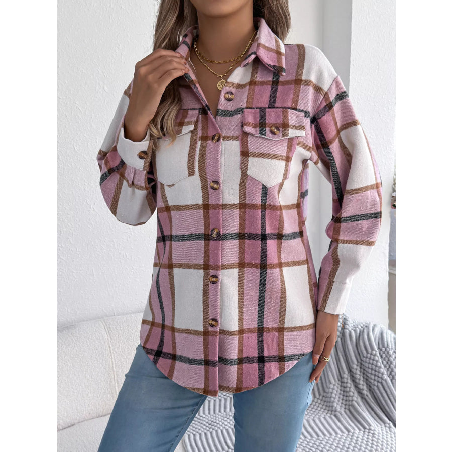 Plaid Button-Down Shacket Apparel and Accessories