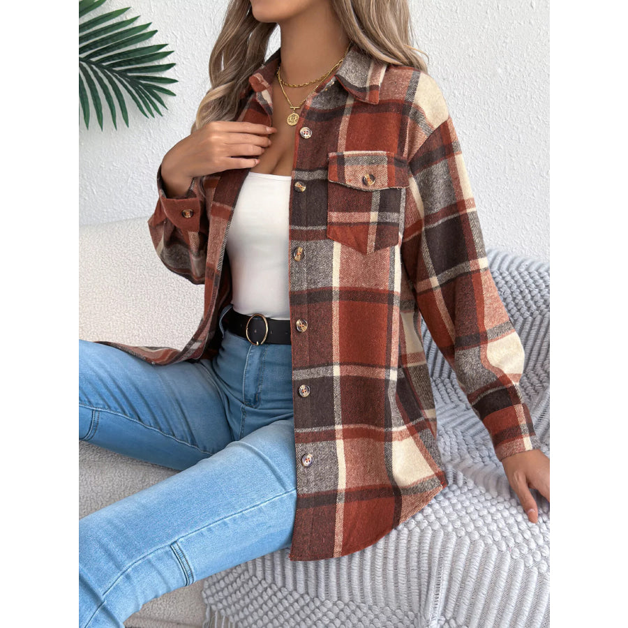 Plaid Button-Down Shacket Apparel and Accessories