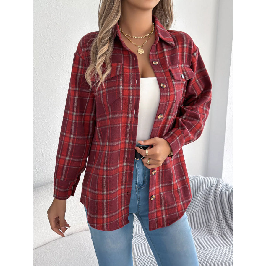 Plaid Button-Down Shacket Apparel and Accessories