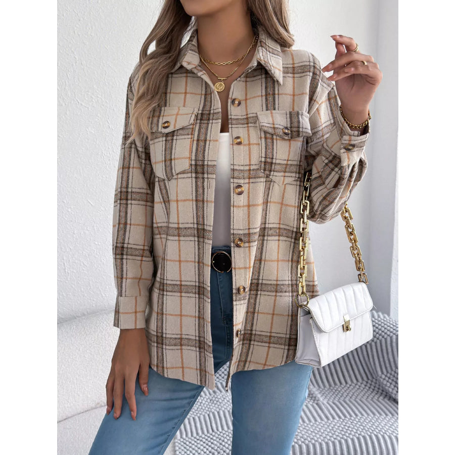 Plaid Button-Down Shacket Apparel and Accessories