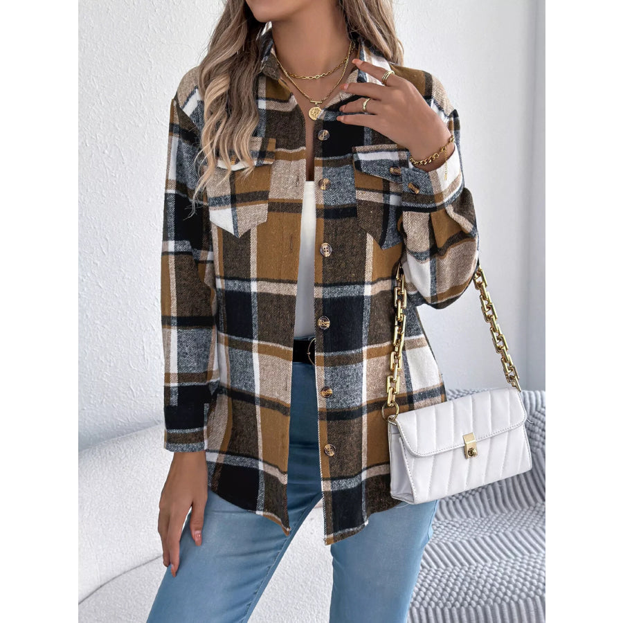Plaid Button-Down Shacket Apparel and Accessories