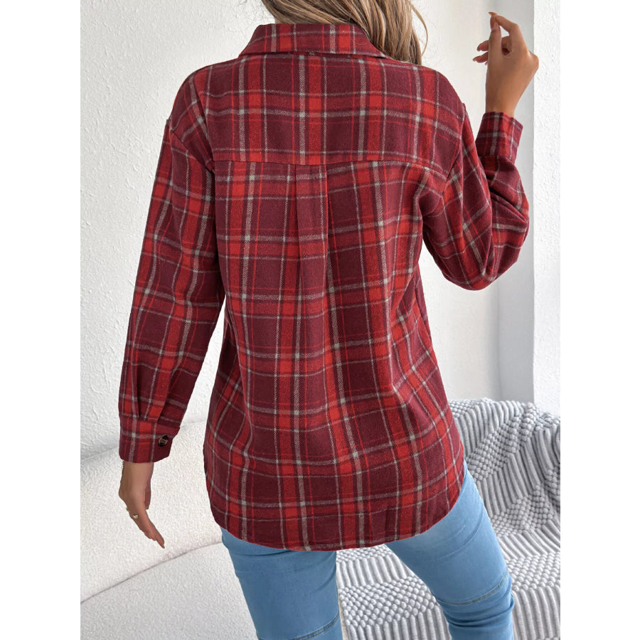 Plaid Button-Down Shacket Apparel and Accessories
