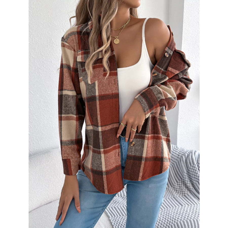 Plaid Button-Down Shacket Apparel and Accessories