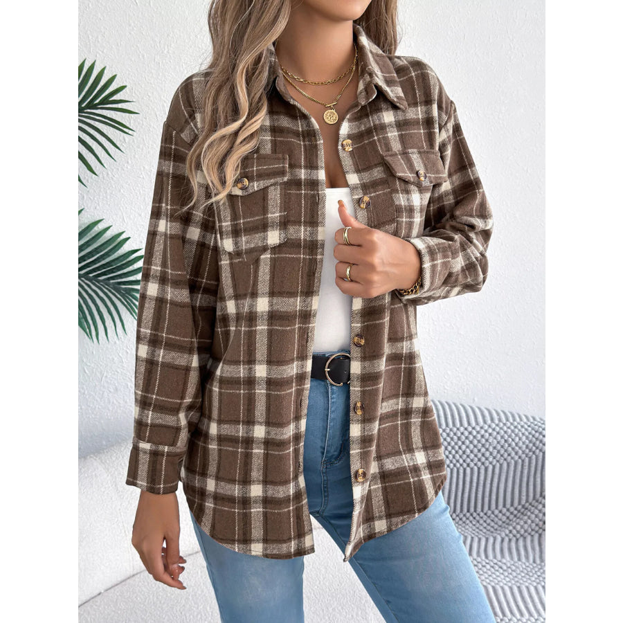 Plaid Button-Down Shacket Apparel and Accessories