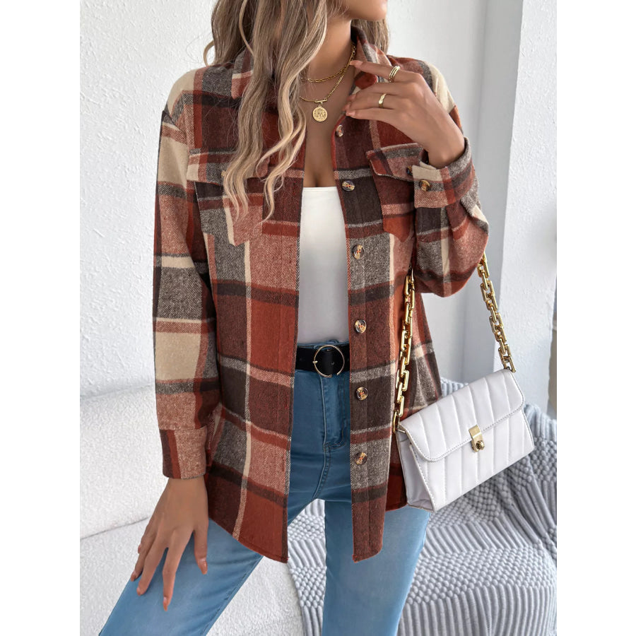 Plaid Button-Down Shacket Apparel and Accessories