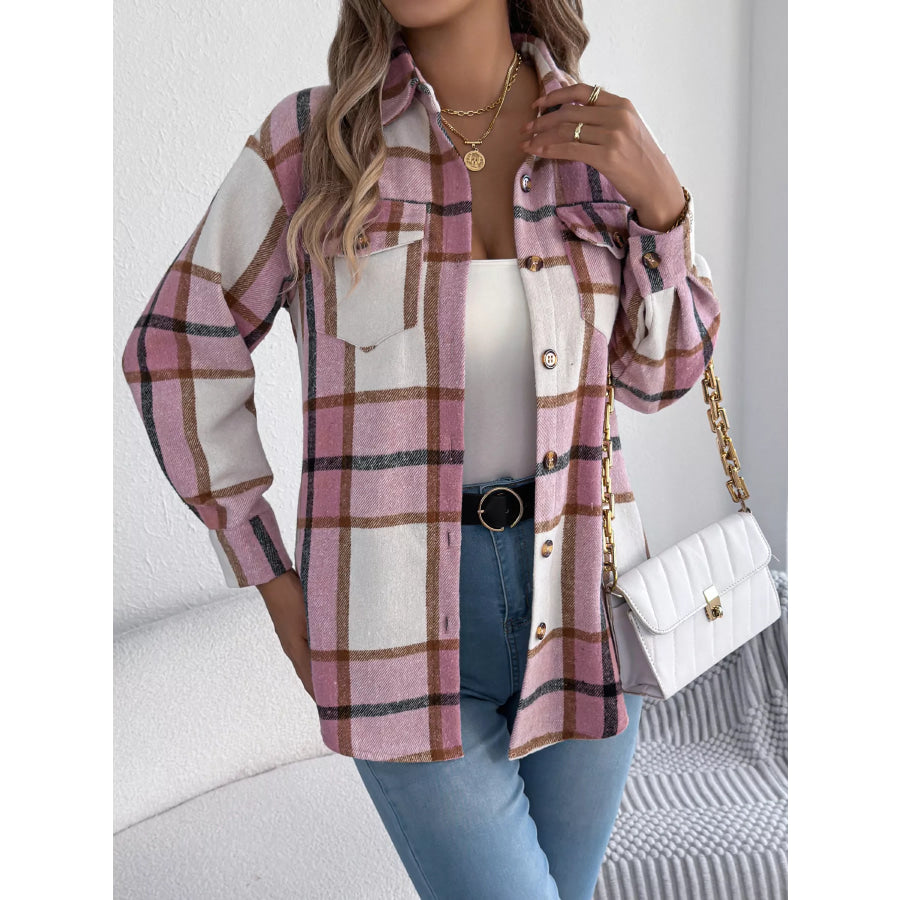 Plaid Button-Down Shacket Apparel and Accessories