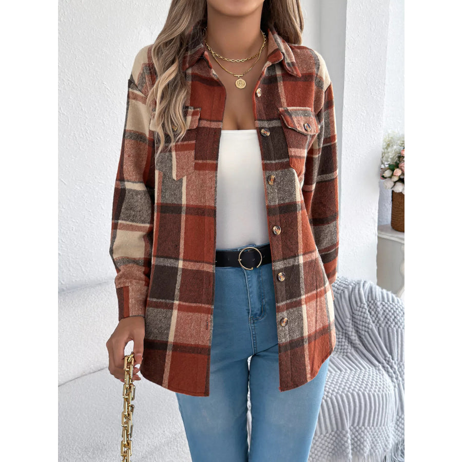 Plaid Button-Down Shacket Apparel and Accessories