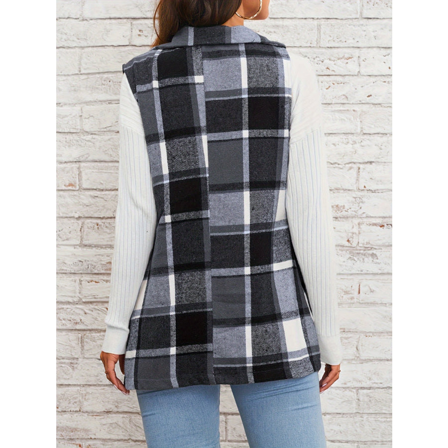 Plaid Button Down Vest Coat Apparel and Accessories