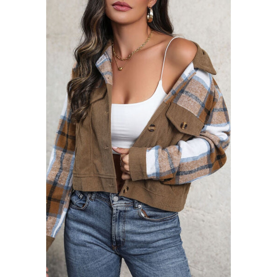 Plaid Button Up Collared Neck Jacket Clothing