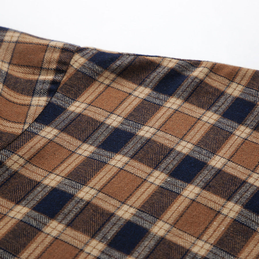 Plaid Button Up Drop Shoulder Shacket Apparel and Accessories