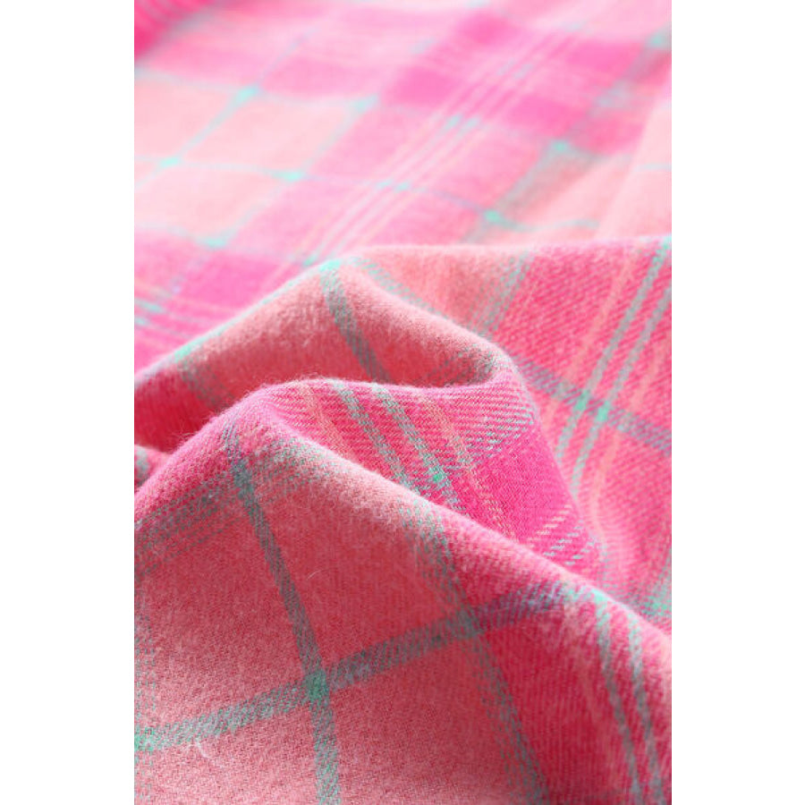 Plaid Button Up Dropped Shoulder Shirt Apparel and Accessories