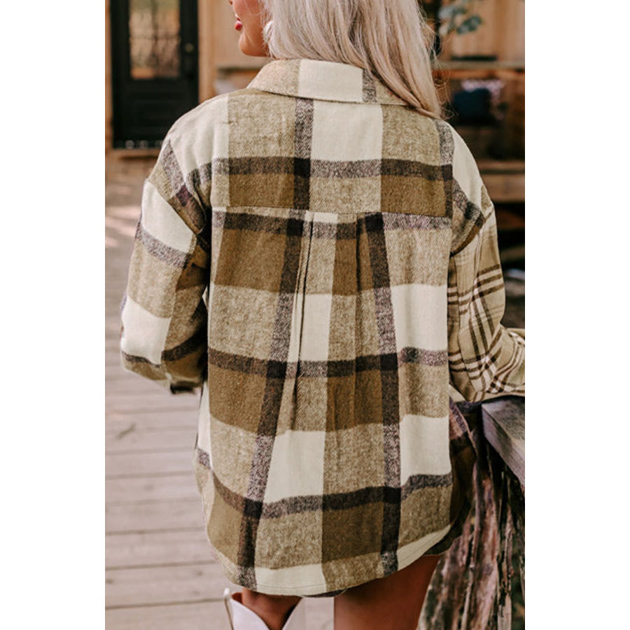 Plaid Button Up Flap Pocket Shacket Apparel and Accessories