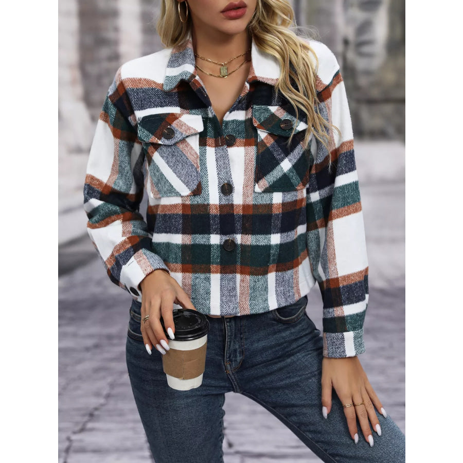 Plaid Button-Up Jacket Apparel and Accessories