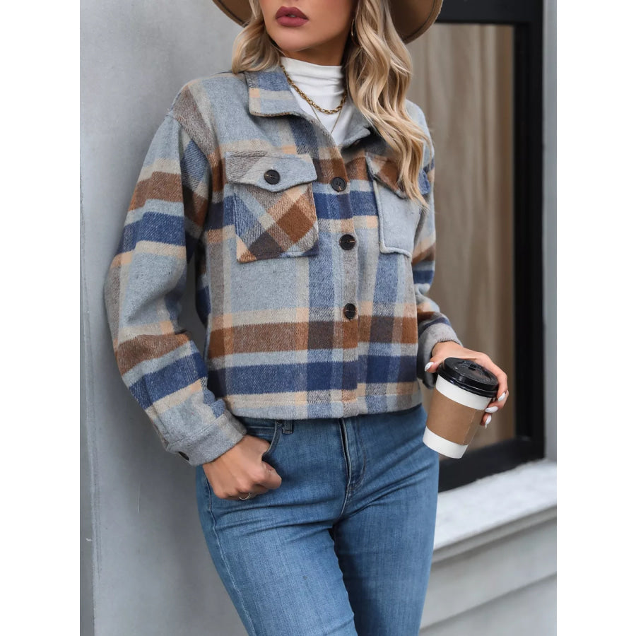 Plaid Button-Up Jacket Apparel and Accessories