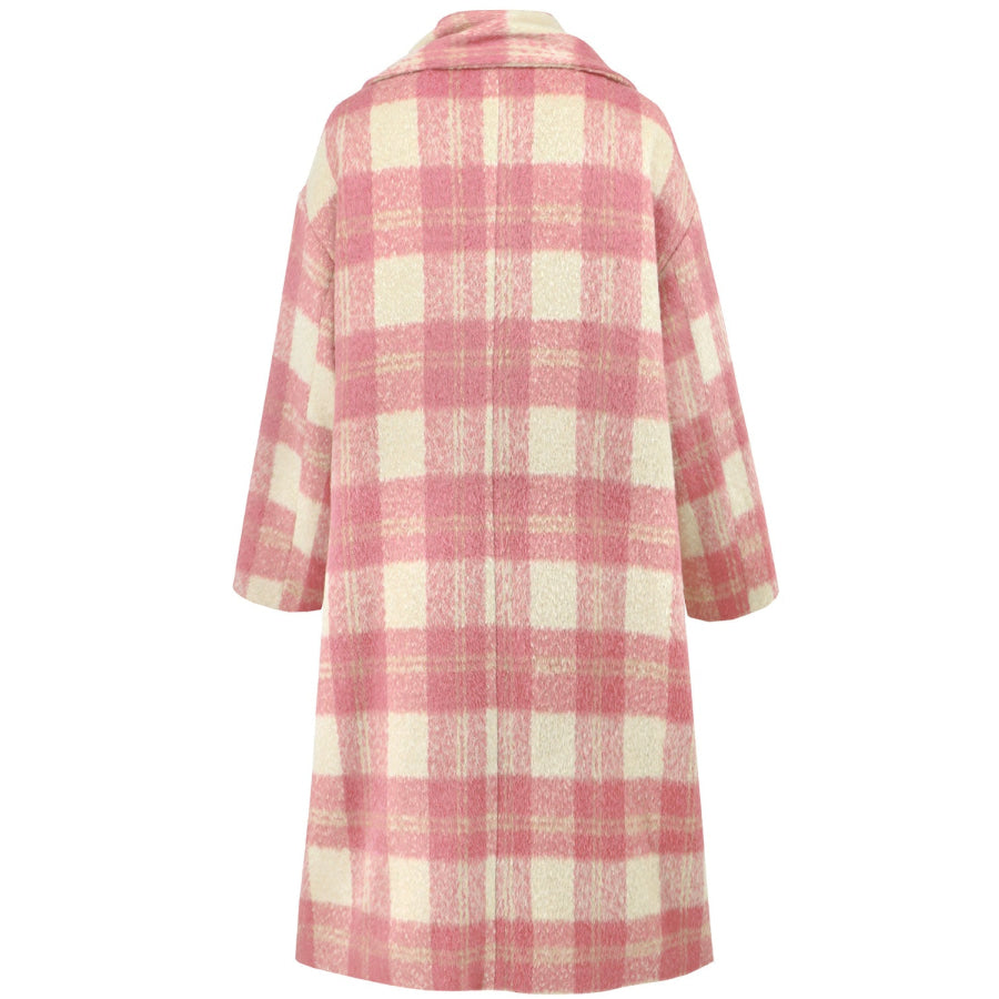 Plaid Button Up Long Sleeve Coat Apparel and Accessories